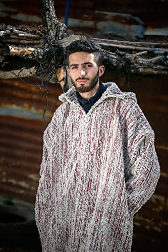 HibArt -Striped Djellaba, Sweater Coat, Hoodie Caftan from wool, Handmade boho Clothing, Wool robe men, Long Winter robe,3