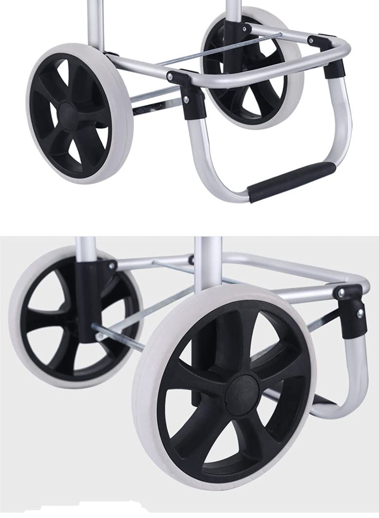 Falytemow Foldable Shopping Cart 2 Wheels 40 inch Handle Height Utility