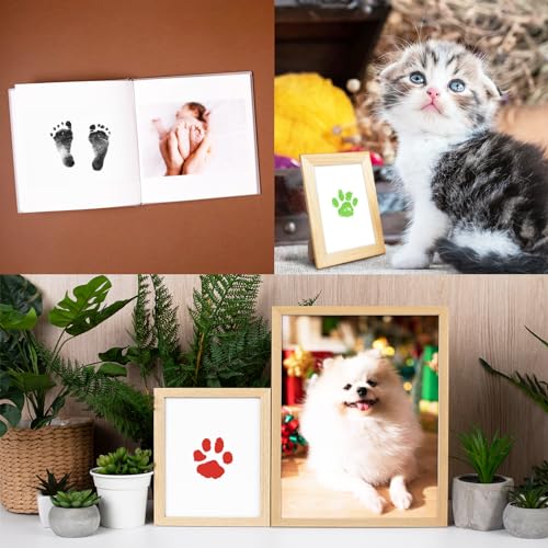 Nabance Baby Hand and Footprint Kit, Paw Print Kit, Dog Paw Nose Print Kit, 4 Colour Inkless Print Pads, 8 Imprint Cards, No Mess Paw Print Stamp Pad for Dogs & Cats, Dog Mom Gifts for Women