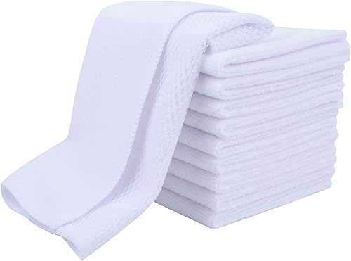 Miniatura 8 de SINLAND - Paños de microfibra, 5 colores surtidos, paños para platos, los mejores paños de cocina, paños de limpieza de poliéster, 30 x 30 cm, Blanco