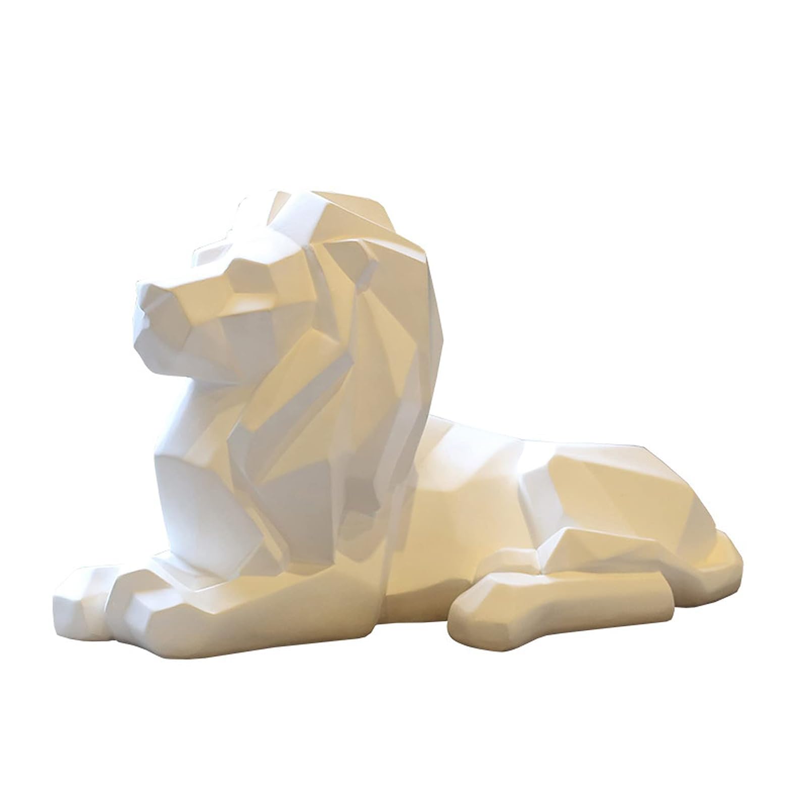 YXCQHZM Lion Sculpture Statue - Lion Statue Outdoor Collectible Figurines - Geometric, Resin, Wildlife Lion Statue Craft Sculpture (white)
