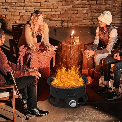 Monibloom A22-GFP-001-17-BK 17-Inch 52000 Btu Portable Propane Fire Pit Outdoor Round Smokeless Gas Fire Bowl Firepit thumb #2