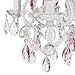 Amalfi Decor 4 Light LED Crystal Beaded Chandelier, Mini Wrought Iron Pink K9 Glass Pendant Light Fixture Contemporary Nursery Kids Room Dimmable Plug in Hanging Ceiling Lamp, White