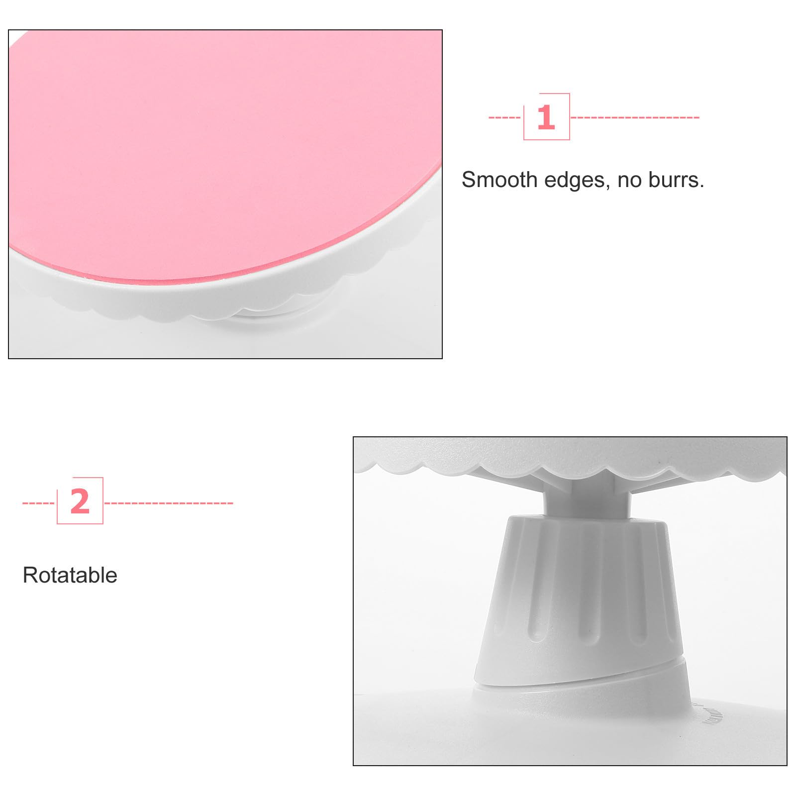 Mesa Giratoria Función Rotativa Pasteles de Plástico Rosa para Rebabas y Adecuado para Decoración de Cerámica Repostería Creativa
