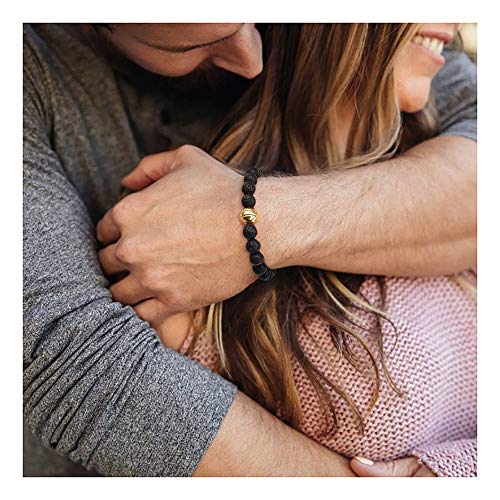 Suyi Lava Rock Beads Bracelet Basketball Nature Stone Bracelet Gift For Men Boys 2Pcs #TOP1