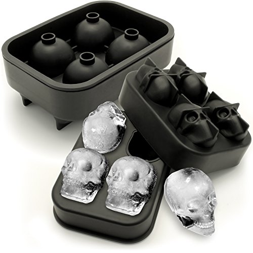 iGadgitz Home U6818 Silicone Skull Ice Cube Tray Food Grade Ice Skulls Mould Maker for Cocktail, Whiskey, Liquor & Other Drink - Pack of 2