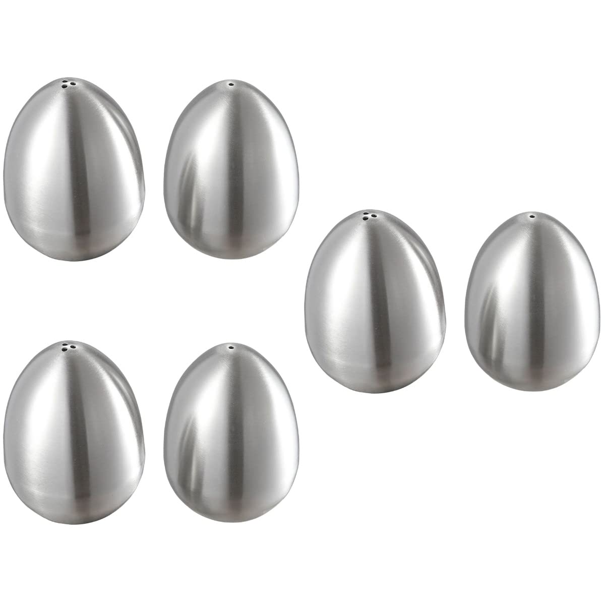 Hemoton 6 Pcs Stainless Steel Egg Shape Salt 3 Hole Spice Containers Salt Sugar Dispenser