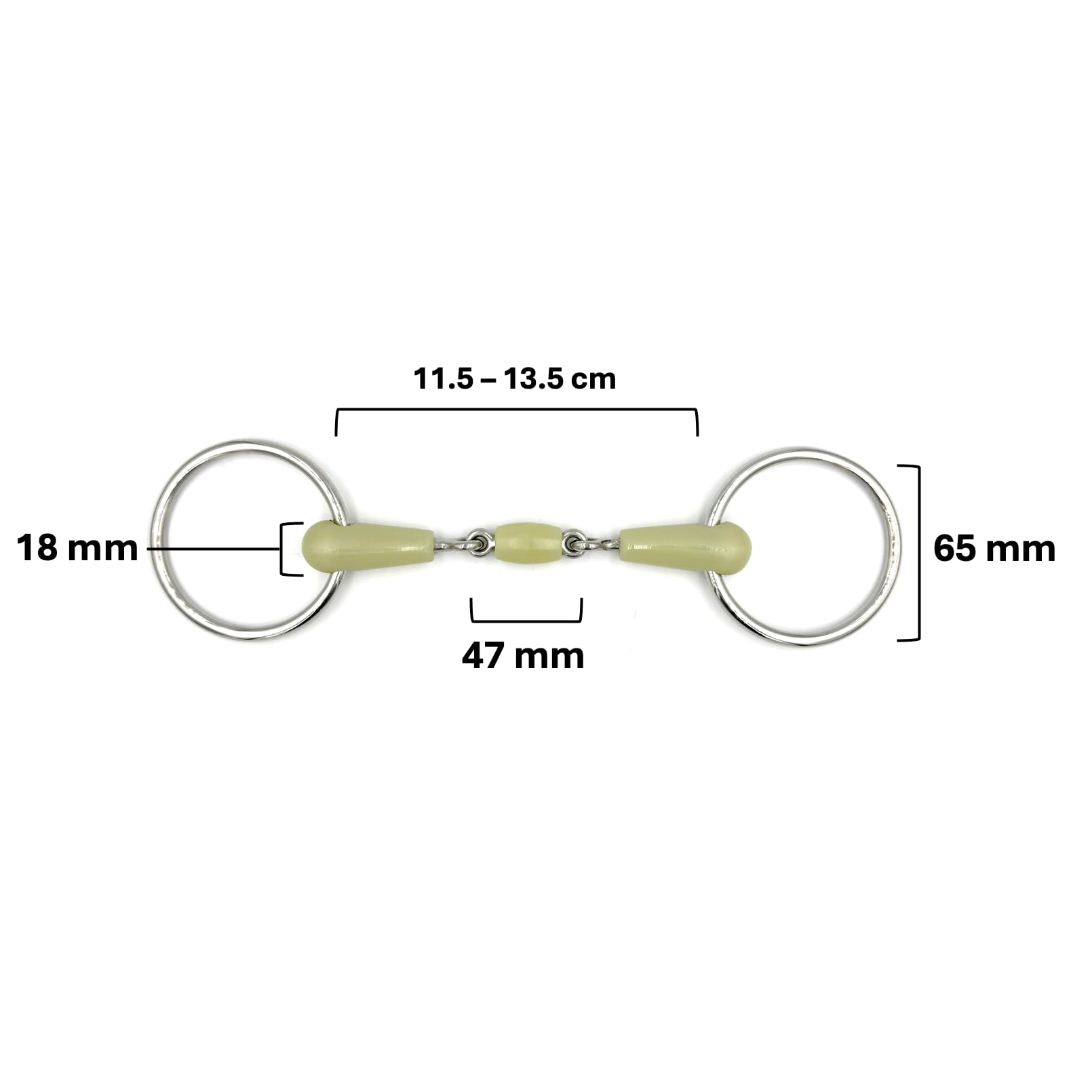 ES0043 Gebiss Wassertrense Doppelt Gebrochen mit Apfel Apfelgeschmack Material Ringdurchmesser 65 mm Gebissstärke 18 mm (13.5 cm)