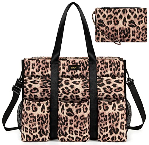 Image of IBFUN Utility Tote Bag with 24 Pockets, Large Teacher Tote for Women with Laptop Compartment, Travel Tote Bag with Zip Top