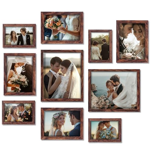 Fixwal Picture Frames, 10 Pack Wooden Collage Picture Frame Set for Wall Gallery Decor, Hanging or...