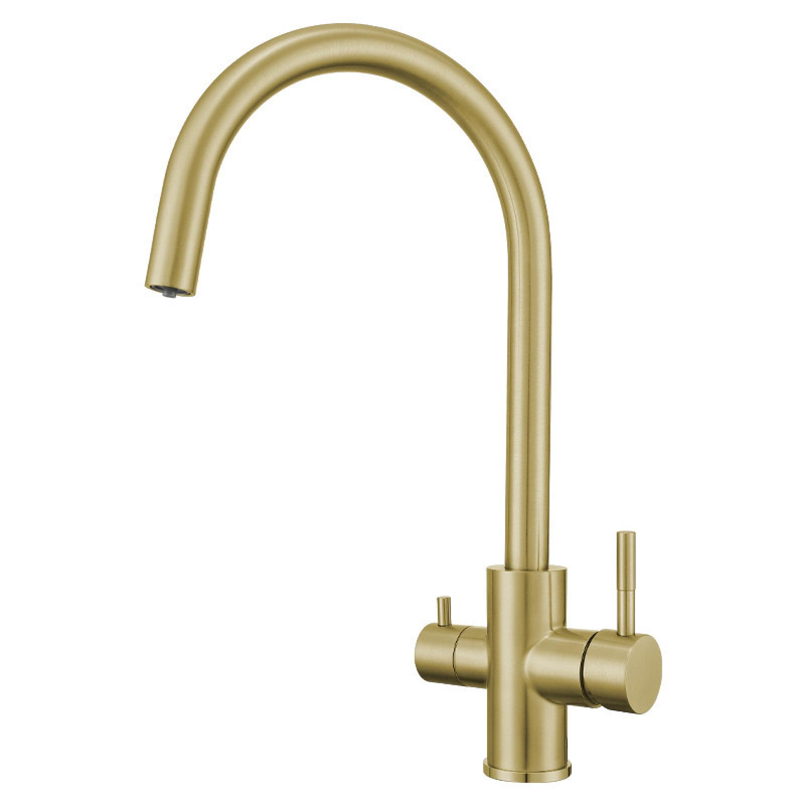 Fanjubei Black Kitchen 304 Stainless Steel Cooling/Hot Water Purification Sink Faucet