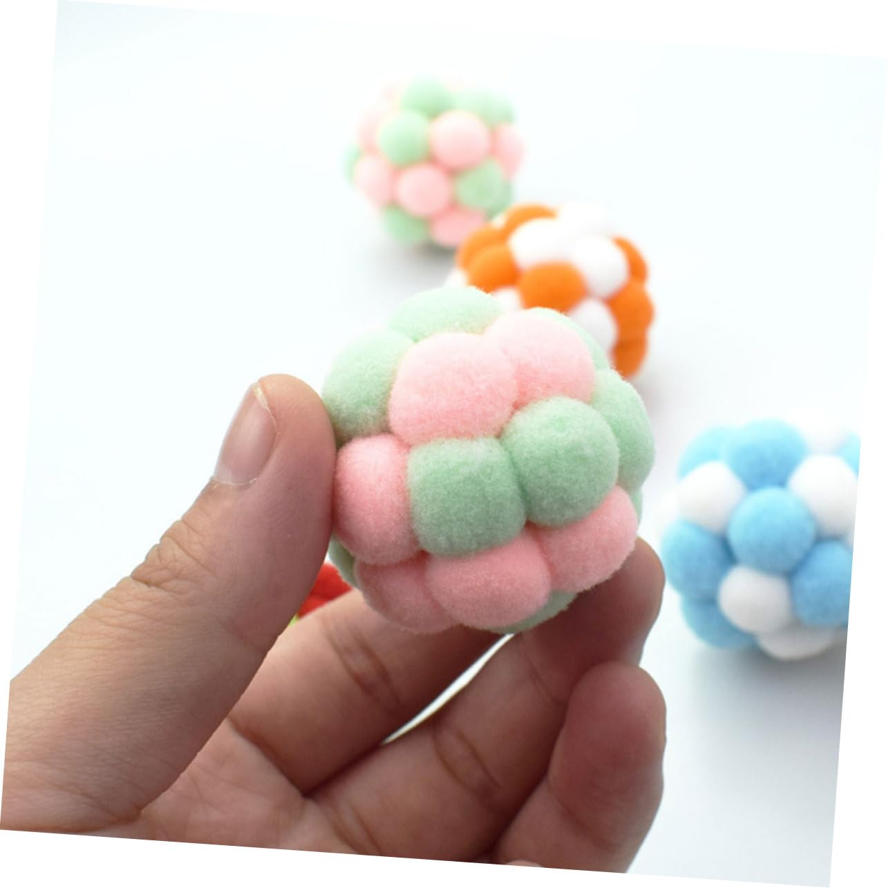 ibasenice 6pcs Plush Cat Training Balls with Bell Elastic Pet Play for Interactive Fun to Keep Cats Engaged and Happy