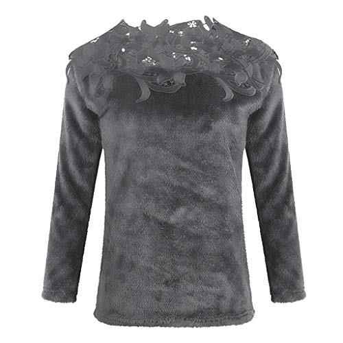 image for Daorokanduhp Women Blouse Women Fluffy Sweater Pullover Blouse Long Sl