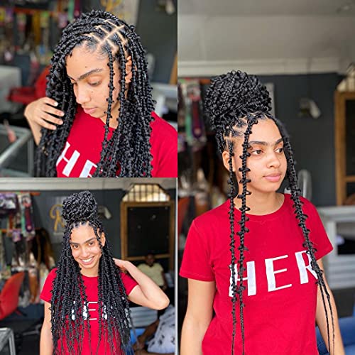 Butterfly Locs Crochet Hair 24 Inch Pre Looped Box Braids Crochet Hair Bohomian Crochet Box Braids 6 Packs Synthetic Braiding Hair Extension
