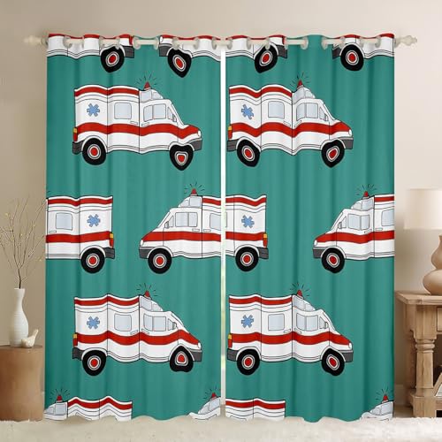 Feelyou Ambulance Darkening Dreapes Car Curtains for Bedroom Living Room Decor Cartoon...