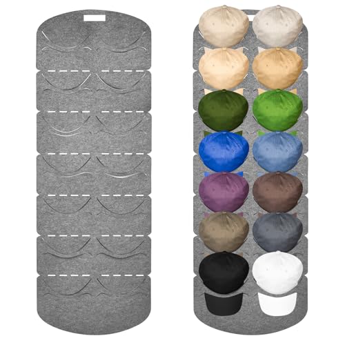bssmmai Cap Organizer mit 14 Taschen, Kappenhalter Tür, Kappen Aufbewahrung Wand Schrank, Hutaufbewahrung, Basecap Halter, Doppelte Reihe Basecap Halterung Huthalter Wand, Mützenhalter (Grau)