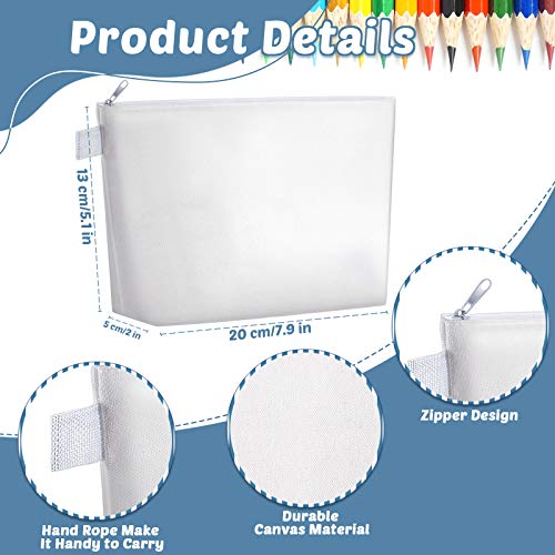 Weewooday 12 Pieces Sublimation Zipper Pouch Blank DIY Canvas Makeup Bags for Women Plain Cosmetic Pouch with Zipper for Travel Wedding Teacher Women Toiletry Makeup Cosmetic Stationery(White)2