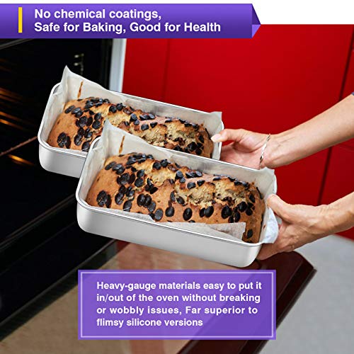 Homikit Loaf Tin Set of 2, Stainless Steel Cake Tins Bread Moulds for Baking, Rectangular Oven Baking Pan Bakeware Set - Meatloaf, Toast Bread, Pie, Lasagna, Healthy & Non-Toxic & Sturdy - Image 5