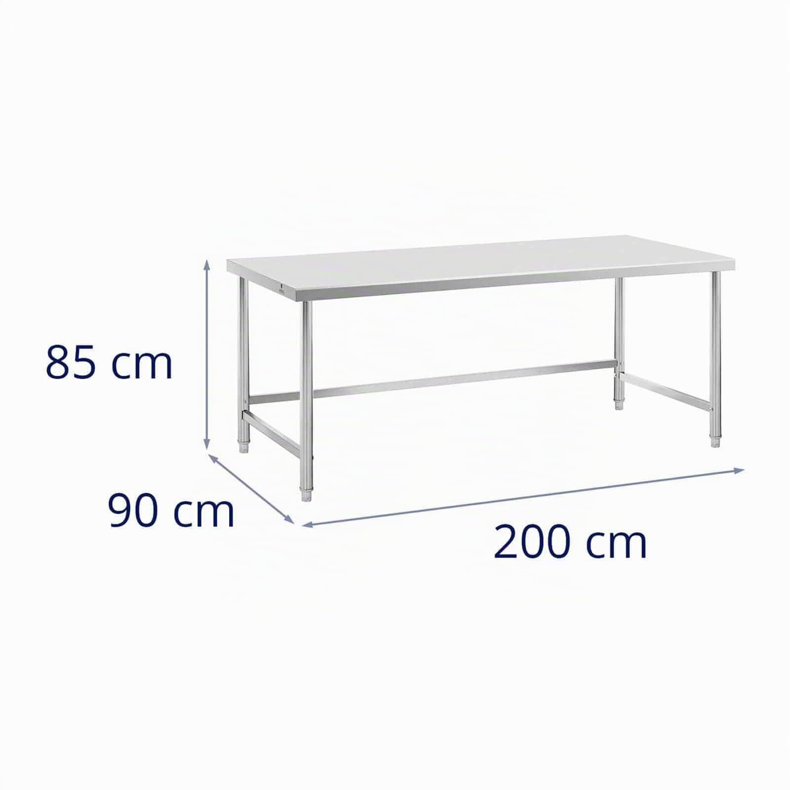 Royal Catering RCAT-200/90-PS - Mesa de acero inoxidable (200 x 90 cm, capacidad de carga de 300 kg, acero inoxidable)