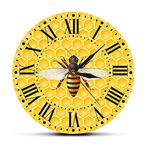 Abejas en Miel Sala de Estar Arte de la Pared Reloj Abejas en panales Decoración de la Pared del Cuarto de niños Pared Moderna Watc tamaño 30cm