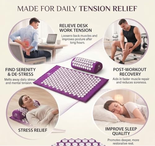 Acupressure Mat & Pillow Set, 4-in-1, 29", Hot/Cold Pack, Purple 2 Acupressure Mat & Pillow Set, 4-in-1, 29", Hot/Cold Pack, Purple - Image 2