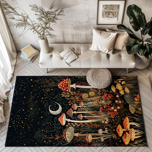 Tapete decorativo con diseño de hongo 5x7 ft antideslizante miniatura 2
