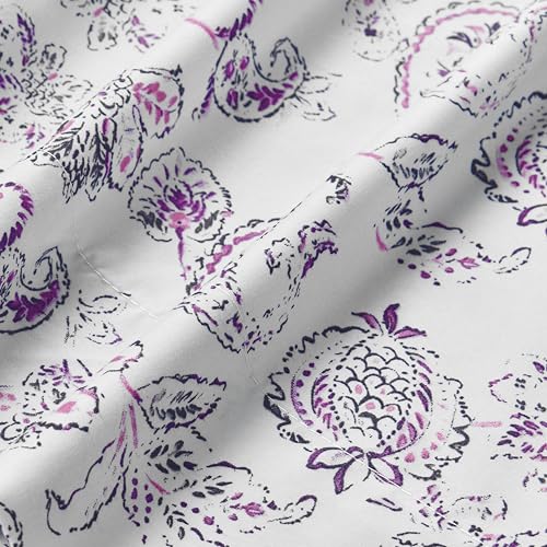 Image of Elegant Comfort Softest and Coziest 4-Piece Sheet Set - 1500 Premium Hotel Quality Microfiber - Deep Pocket, Wrinkle Resistant 4-Piece Paisley Pattern Bed Sheet Set, Twin XL, Paisley Purple
