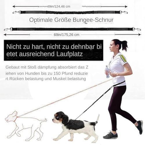 Yulokdwi Hund Zugseil - Reflektierendes Zuggeschirr Mit Bauchtasche Für Laufen Urban Travel Radfahren,Reflektierende Hundeleine Für Jogging, Wanderungen, Outdoor-Aktivitäten Und Camping