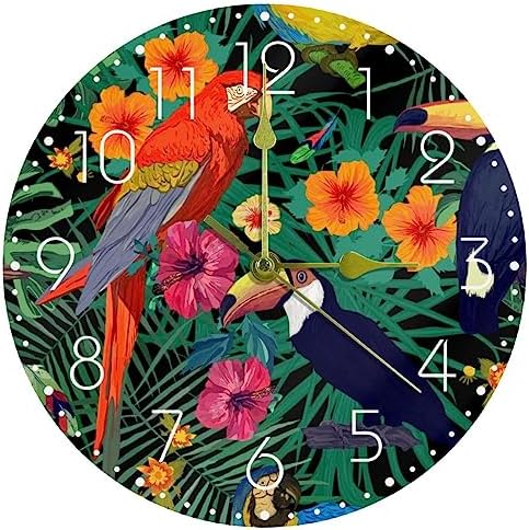 RODAILYCAY Reloj de pared moderno, movimiento silencioso sin tictac, reloj decorativo, guacamayo, loros, tucanes, reloj acrílico para sala de estar, cocina, dormitorio, baño, hogar, escuela, oficina RODAILYCAY Reloj de pared moderno, movimiento silencioso sin tictac, reloj decorativo, guacamayo, loros, tucanes, reloj acrílico para sala de estar, cocina, dormitorio, baño, hogar, escuela, oficina