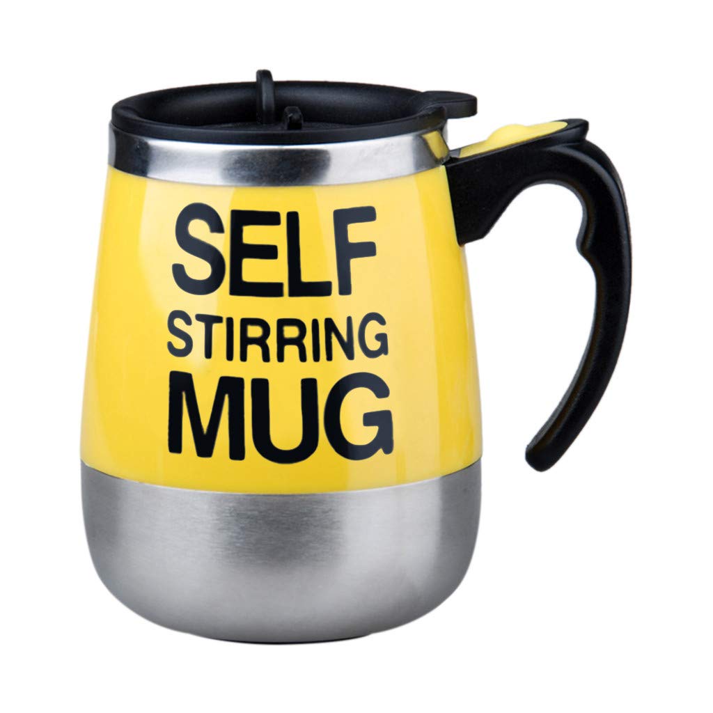 Salaks Self Stirring Mug Auto Self Mixing Stainless Steel Magnetic Stirring Cup for Bulletproof Coffee/Tea/Hot Chocolate/Milk Mug for Office/Kitchen/Travel/Home (Yellow)