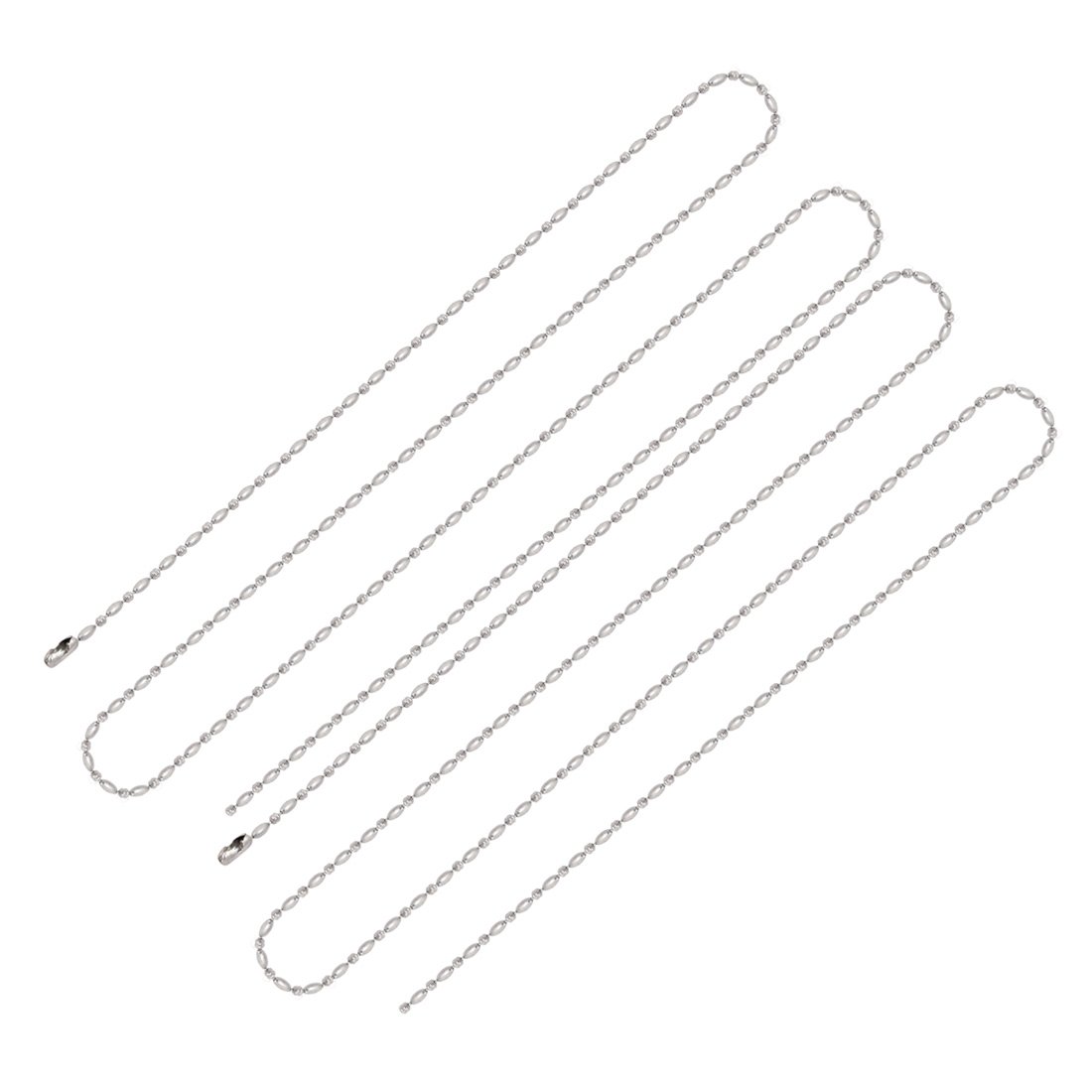 Aexit 2pcs Stainless Lighting fixtures and controls Steel Clasp Ball Chain Keychain Silver Tone 2.4mm Diameter 90cm Length