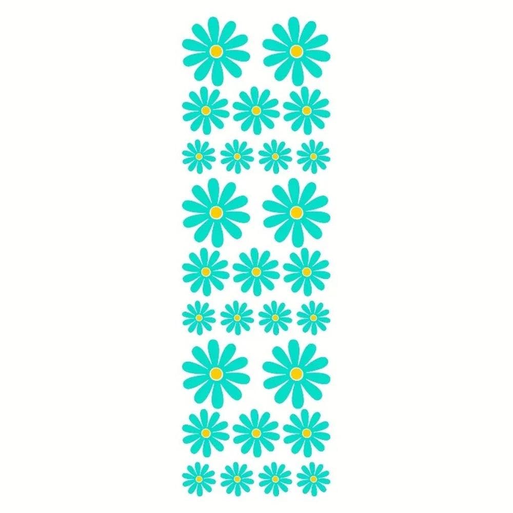 Daisy Flower Vinyl Sticker Self Adhesive Waterproof Decal for Car Truck SUV Laptop Wall(Cyan)