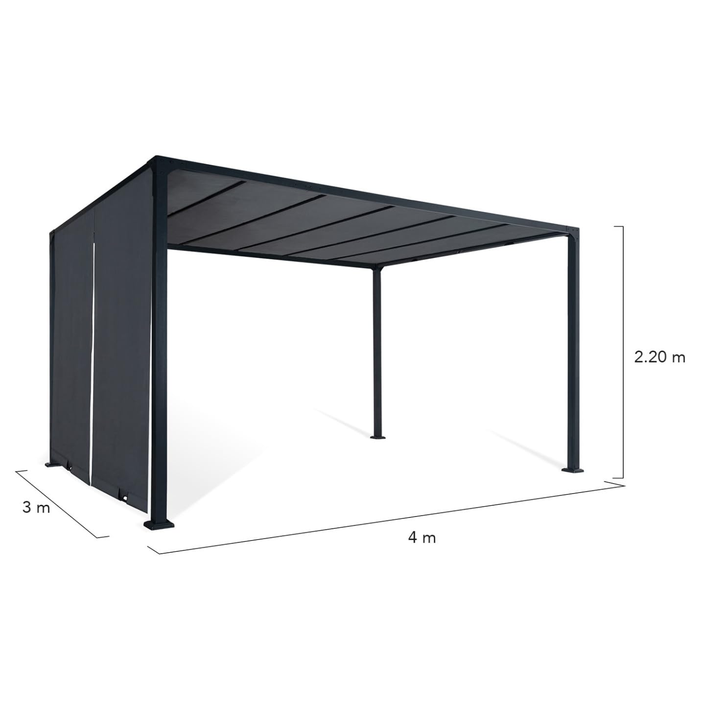 IDMarket - Pergola coulissante 2 pans 3x4 M belvédère de jardin toile gris anthracite