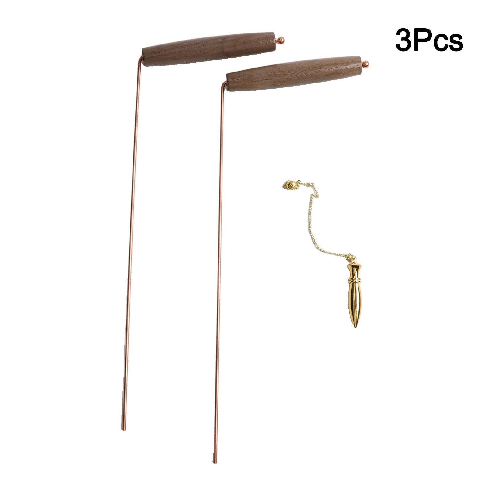 SPORTARC Kupfer Wünschelruten, Messing-Pendel-Set, Walnuss-Griff, Tauchset für Wassersuche, Goldsuche, verlorene Gegenstände