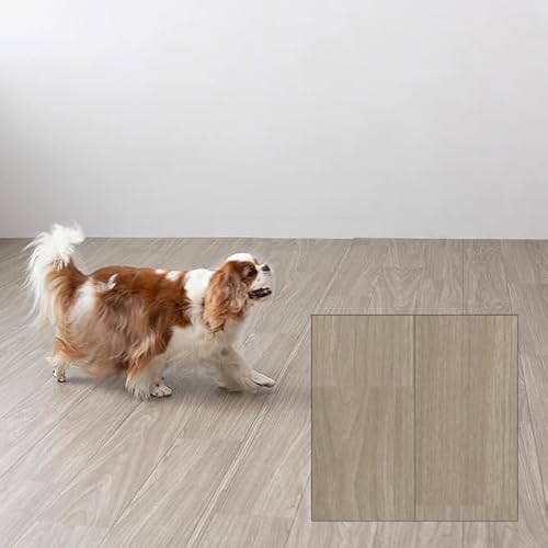 日本製 ペット対応 滑りにくいクッションフロア 敷くだけ 簡単設置 (グレージュウォールナット, 江戸間約8畳サイズ)