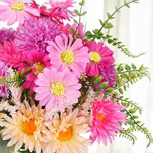 Fake Daisies Silk Flowers Wildflowers Artificial Spring Flower Bouquet Sunflowers Mixed Bush Faux Floral Arrangements Summer for Mum Home Kitchen Table Centerpiece Cemetery Decor Indoor Fake Daisies Silk Flowers Wildflowers Artificial Spring Flower Bouquet Sunflowers Mixed Bush Faux Floral Arrangements Summer for Mum Home Kitchen Table Centerpiece Cemetery Decor Indoor