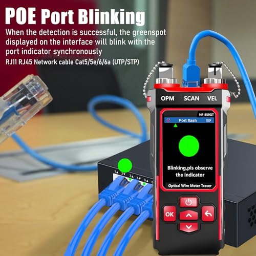 NOYAFA NF-859GT Network Cable Tester with Optical Power Meter 10mw VFL,for RJ45 RJ11 CAT5 CAT6 POE/Phone Lines CAT3, LAN Tone Probe Kit NCV&Ethernet Wire Tracer Fiber Tester Network Tools