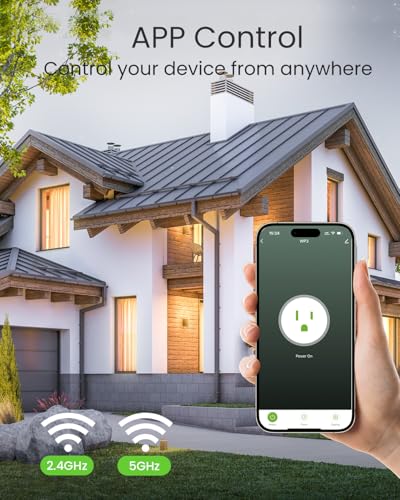 Image of GHome Smart 5G 15A WiFi Smart Plug Compatible with Alexa and Google Home, Outlet Timer Smart Home WiFi Outlet Timer with Remote Control, 5GHz and 2.4GHz Wi-Fi Sockets, ETL FCC Listed, White, 2 Pack