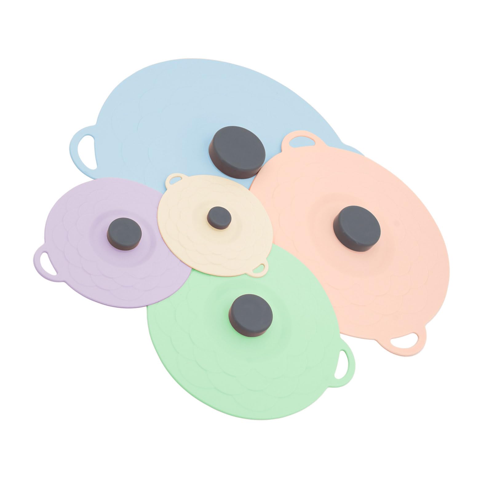 5 Silicone Food Covers, Suction Lids for Pots Bowls Pans, Splatter Guards & Dishwasher Safe Silicones Suction Lid
