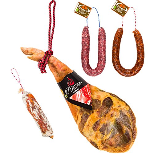 Lote Paleta de Jamón Serrano, chorizo sarta blanca, chorizo sarta roja y cabecero embuchado