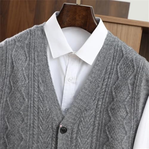 Men Wool Waistcoat Sleeveless Sweater V-neck Cardigans Twist Flower Cashmere Wool Knitted Vintage Vest Winter3