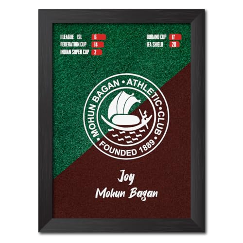 Image of TenorArts Mohun Bagan Football Club Poster White Logo Laminated Photo Frame Painting with Matt Finish Black Textures(12 inches x 9inches)