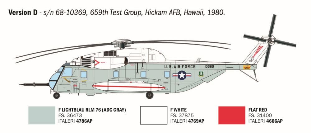 Italeri 91035 1:72 US HH-53C Jolly Green Giant - Modellbau, Bausatz, Standmodellbau, Basteln, Hobby, Kleben, Plastikbausatz, detailgetreu, Militär Bausatz, Molded Color