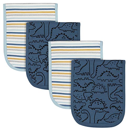 Gerber Baby Boys 4-Pack Flannel Burp Cloth, Dinosaur Blue, One Size