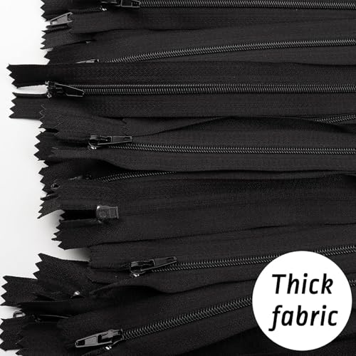 DOITM Reißverschluss Nylon Reißverschlüsse, 20cm lang, 2.5cm breit für Kleidung Tasche Mäppchen Kissenbezug, 10 Stück, Schwarz