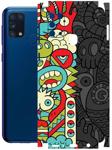 Image of AtOdds - Full Body Back Screen Guard Protector Film - Lamination Wrap Skin Sticker Compatible with Samsung Galaxy M31 | Scratchproof Matte Finish (Graffiti50)