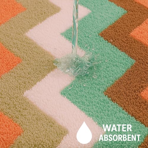 Image of Luxe Home Bath Mat Canada Zigzag Super Soft Anti Skid Slip Water Soak Washable Door Mats for Home, Bathroom Mat, Floor Mat, Kitchen Mat for Floor (40x60 cm) Rust