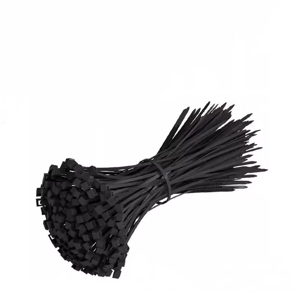 500/1000 pezzi/sacchetto fascette in nylon autobloccanti in plastica nera fascette stringicavo in nylon fascette stringicavo anello di fissaggio anello avvolgicavo, nero, 1,8x200 (1000 pezzi)