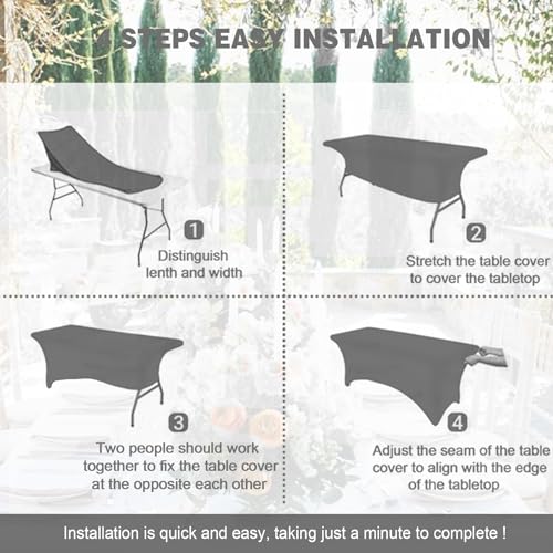 Image of FOLINS&HOME 2 Pack White 6ft Fitted Spandex Water Resistant Tablecloth