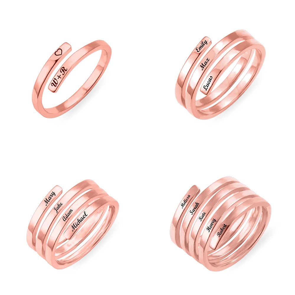 Getname Necklace Custom Name Ring Sterling Silver 2-5 Engraved Name Ring Personalized Ring Dainty Custom Rings Gift for Women Girl Mom Grandma